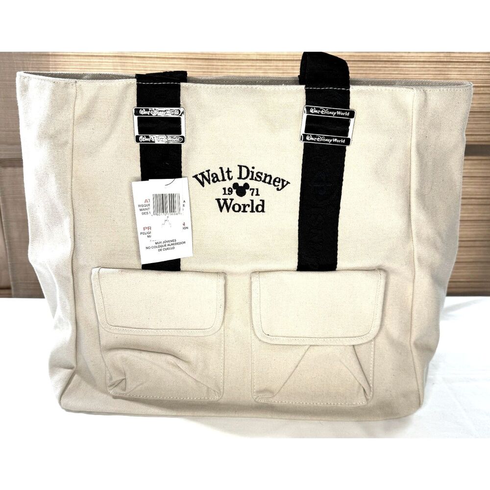 Walt Disney World Park Cruise Line 1971 Tote Bag Tan Ivory Canvas NWOT
